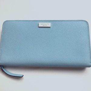 Brand new Kate Spade Accordion Zip Wallet in Light Blue